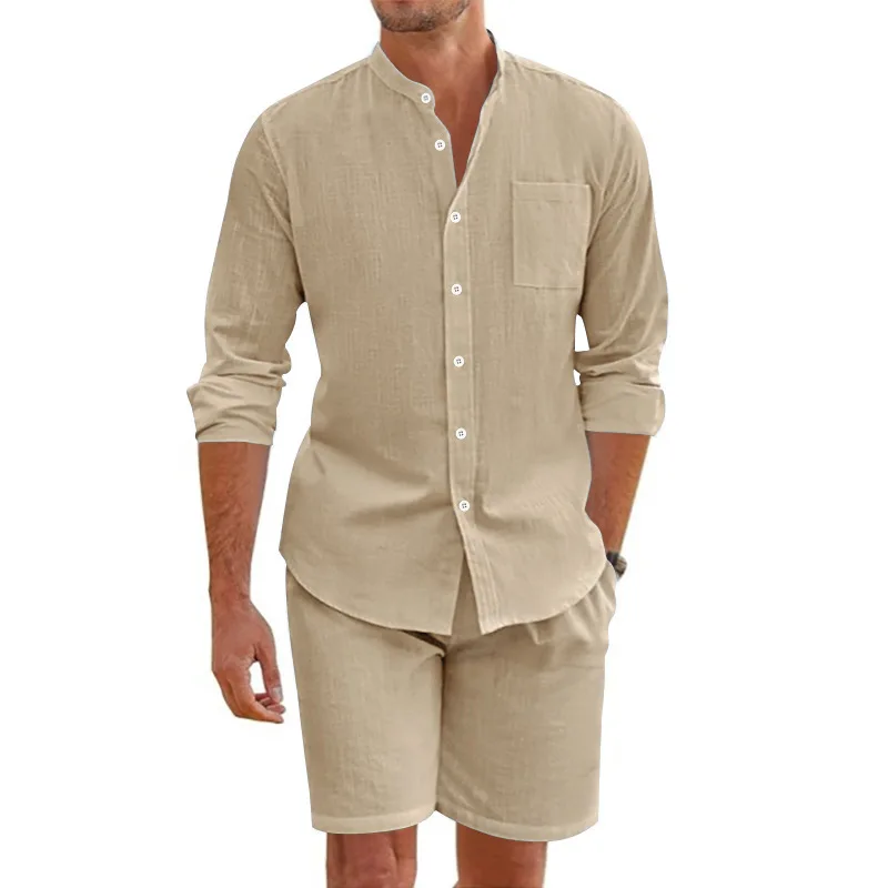 Men's Linen Henley Button Long Sleeve Shirt Shorts Set Loose Casual Breathable Beach Vacation 2 Piece Outfit
Men's Linen Henley Button Long Sleeve Shirt Shorts Set Loose Casual Breathable Beach Vacation 2 Piece Outfit