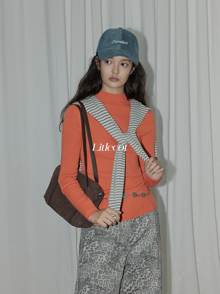 LITLECOT Orange Knitted Long Sleeve Mid-Neck Base Shirt Women's Autumn Winter New Style Warm Versatile Commute Sweater
LITLECOT Orange Knitted Long Sleeve Mid-Neck Base Shirt Women's Autumn Winter New Style Warm Versatile Commute Sweater