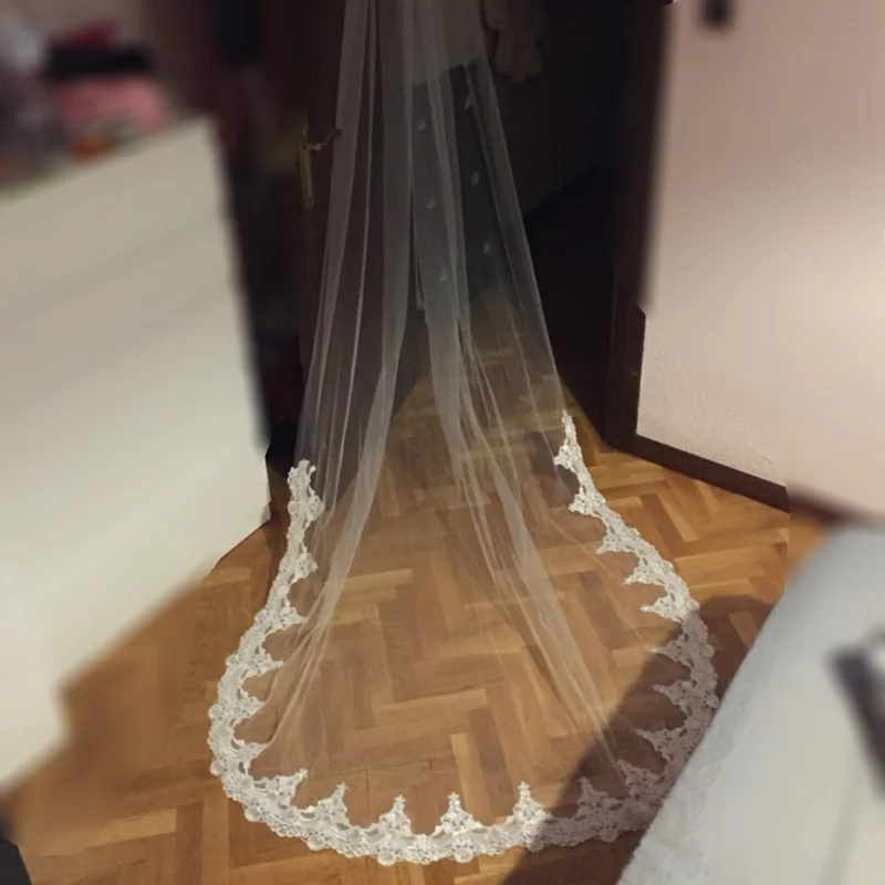 White Ivory Cathedral Wedding Welon One Layer Lace Bridal Accessories Veil with Comb Velos De Novia
White Ivory Cathedral Wedding Welon One Layer Lace Bridal Accessories Veil with Comb Velos De Novia