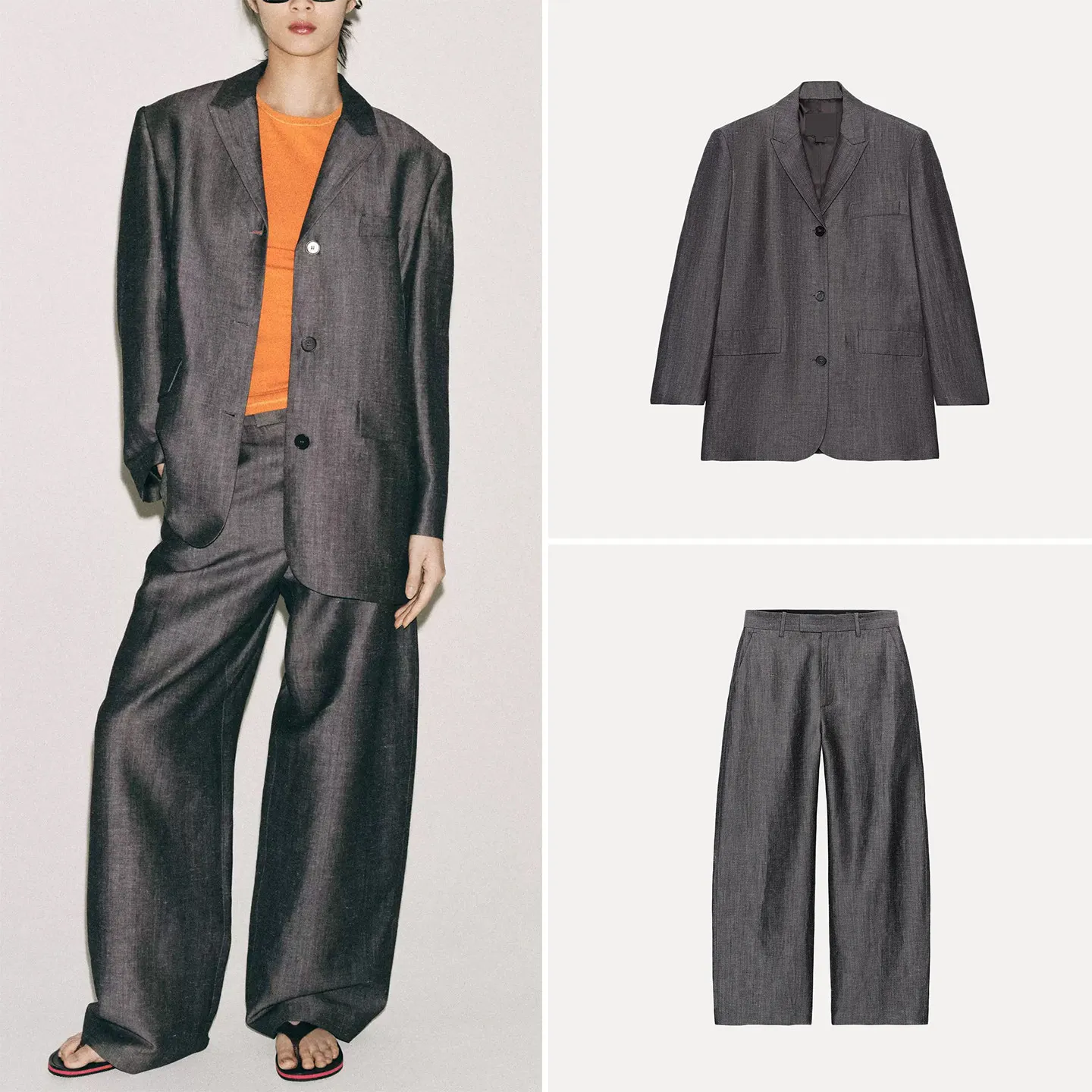 Women's Summer Long Sleeve Tailored Suit Jacket Casual High Waist Wide Leg Pants Two Piece Set Fashionable Workwear
Women's Summer Long Sleeve Tailored Suit Jacket Casual High Waist Wide Leg Pants Two Piece Set Fashionable Workwear