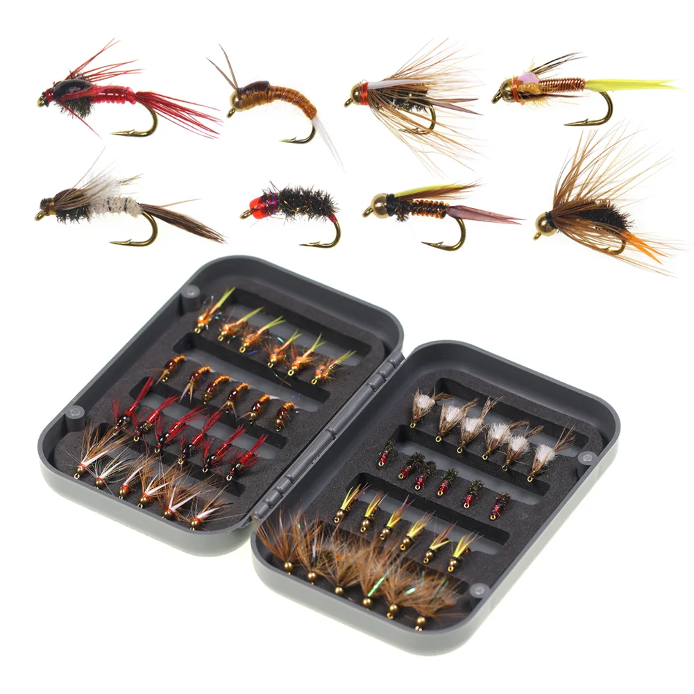 48pcs/box Fly Fishing Flies Kit Bead Head Copper John Caddis Mayfly Prince Nymph Assortment Trout Perch Grayling Fishing Lures
48pcs/box Fly Fishing Flies Kit Bead Head Copper John Caddis Mayfly Prince Nymph Assortment Trout Perch Grayling Fishing Lures