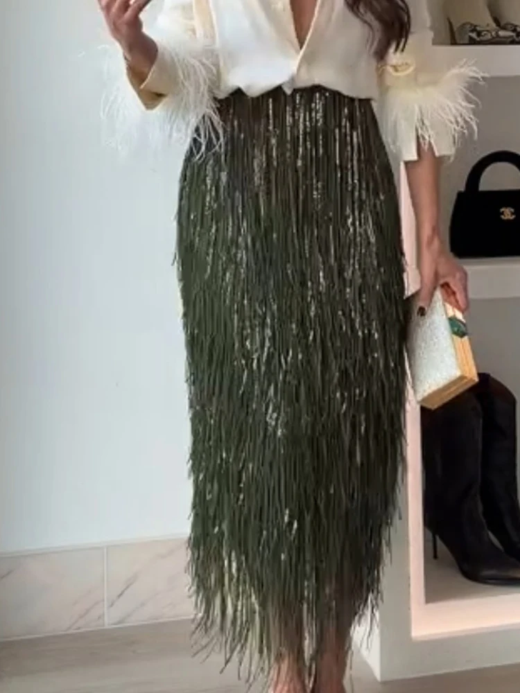 Блестящие однотонные комплекты праздничной одежды для девочек, роскошные женские банкетные комплекты с длинными рукавами, модные топы с кисточками и полуюбки с блестками, комплекты
Блестящие однотонные комплекты праздничной одежды для девочек, роскошные женские банкетные комплекты с длинными рукавами, модные топы с кисточками и полуюбки с блестками, комплекты