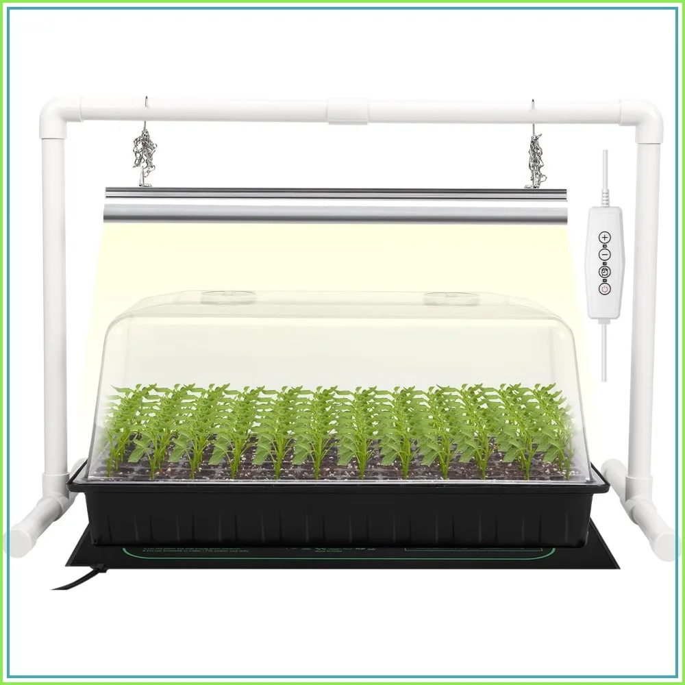 Seed Starter Kit with Grow Light & Heat Mat – 1020 Tray, Humidity Dome, Timer, Stand for Seed Starting
Seed Starter Kit with Grow Light & Heat Mat – 1020 Tray, Humidity Dome, Timer, Stand for Seed Starting