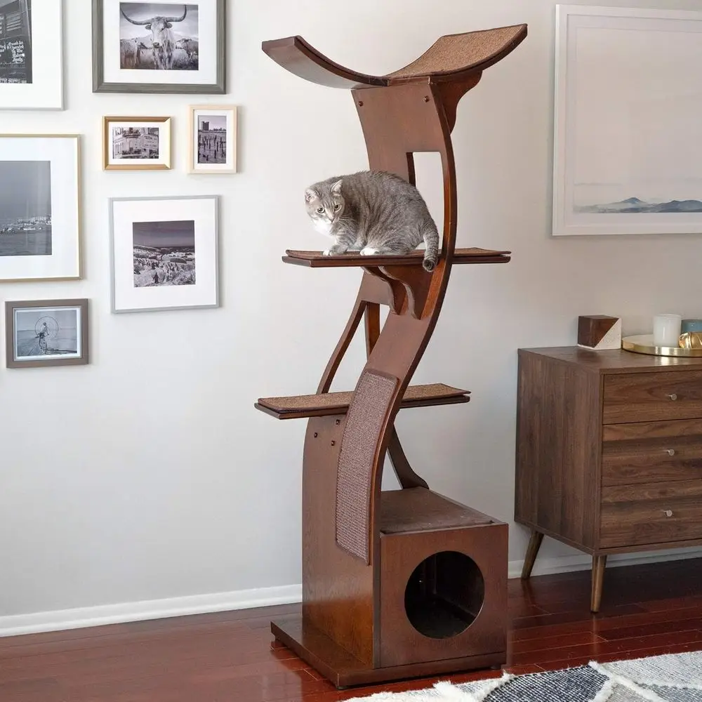 The Rd eline 69 Inch Tall Maany Brown Lotus Cat Tower, Multi-Level ern Cat Tree or Indoor Cats with Scratching Post, ClimCat Con
The Rd eline 69 Inch Tall Maany Brown Lotus Cat Tower, Multi-Level ern Cat Tree or Indoor Cats with Scratching Post, ClimCat Con