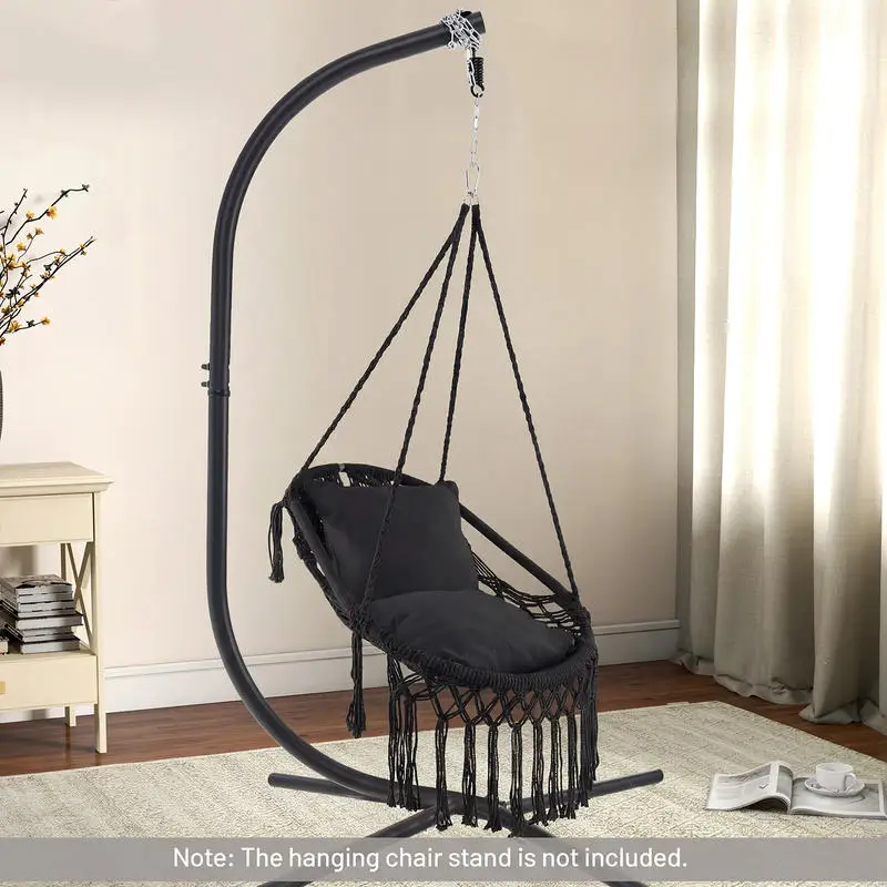 Hanging Hammock Chair with Soft Seat Cushions and Sturdy Rope Chain-Black
Hanging Hammock Chair with Soft Seat Cushions and Sturdy Rope Chain-Black