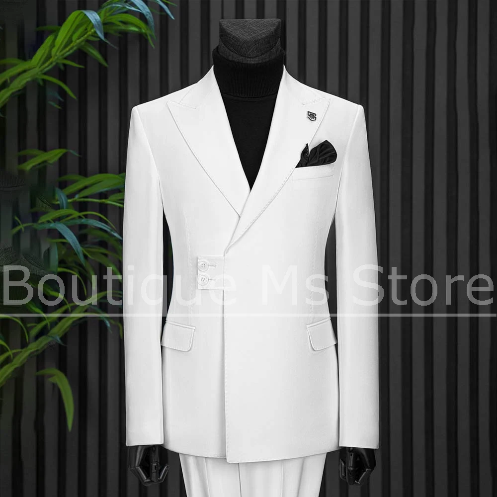 Men White Suit 2 Piece Peak Lapel Single Breasted Blazer with Pants Smart Casual Formal Wedding Groom Prom Party Luxury Tuxedo
Men White Suit 2 Piece Peak Lapel Single Breasted Blazer with Pants Smart Casual Formal Wedding Groom Prom Party Luxury Tuxedo