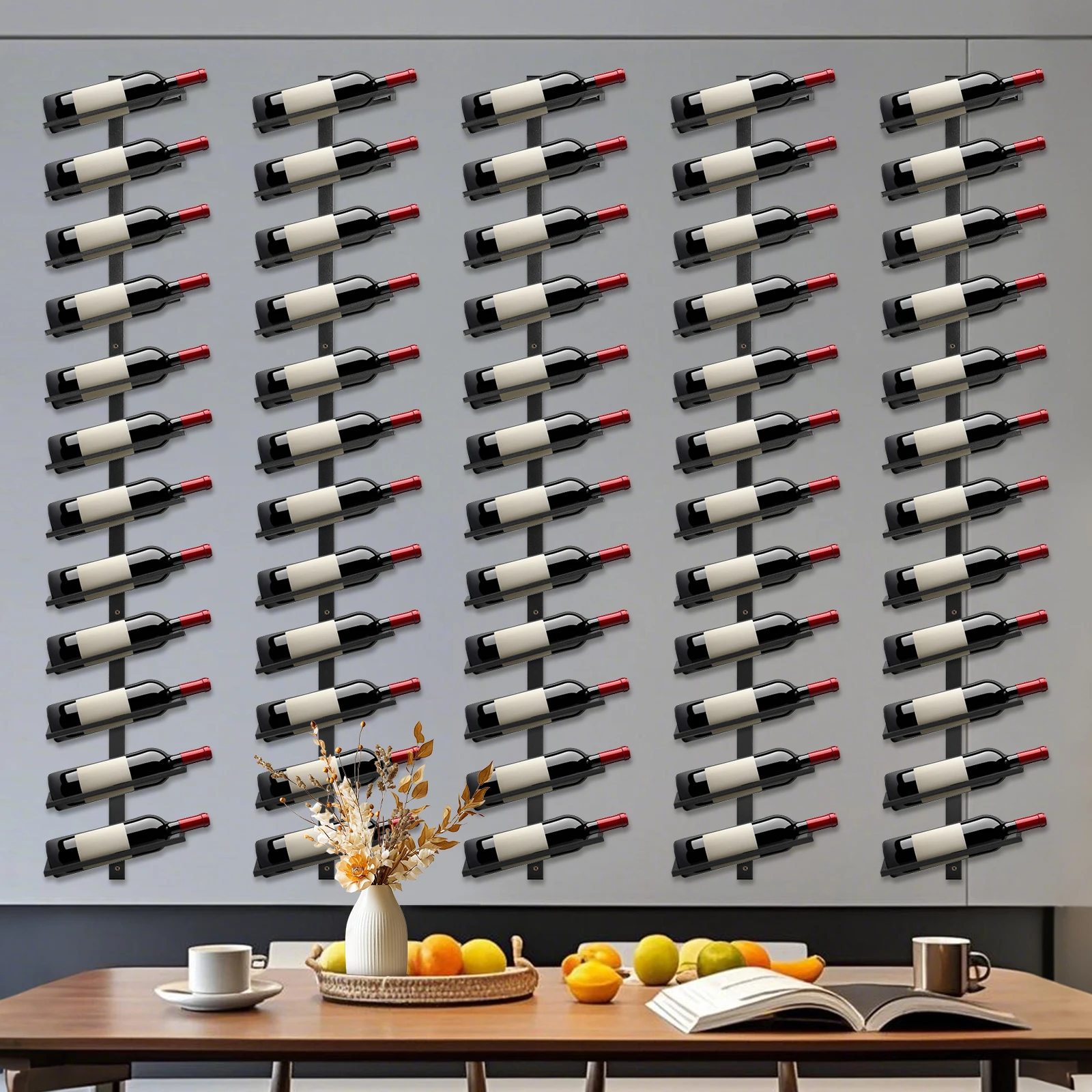 5 Pack Wall Mounted Wine Rack Holds 60 Bottles Wine Bottle Holder Wine Bottle Display Holder for Bar Kitchen Cellar Restaurant
5 Pack Wall Mounted Wine Rack Holds 60 Bottles Wine Bottle Holder Wine Bottle Display Holder for Bar Kitchen Cellar Restaurant