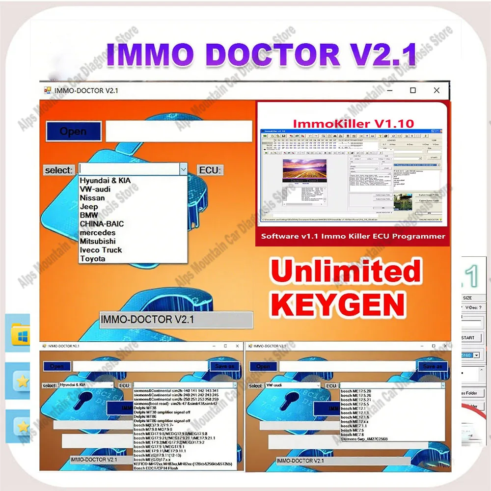 Newest ImmoKiller V1.1 + IMMO DOCTOR V2.1 Unlimited KEYGEN Multi Brand Software for ECU Chip Tuning Sim2k MT38 ME 17.9.2
Newest ImmoKiller V1.1 + IMMO DOCTOR V2.1 Unlimited KEYGEN Multi Brand Software for ECU Chip Tuning Sim2k MT38 ME 17.9.2