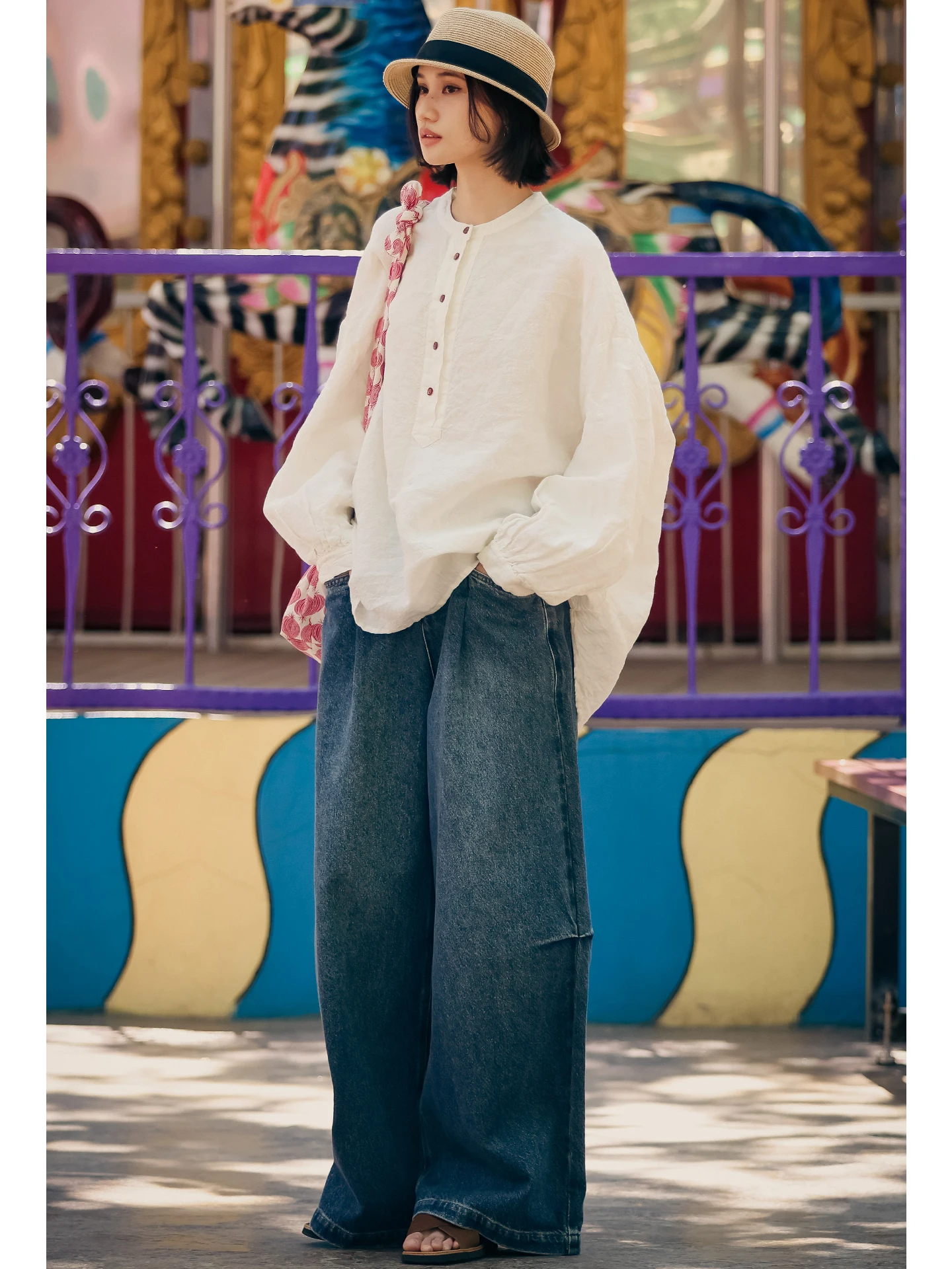 Loose Fit Straight Leg Jeans Vintage Waed Women's Cotton Pants Spring Season Slimming Pleated Wide Leg Trousers
Loose Fit Straight Leg Jeans Vintage Waed Women's Cotton Pants Spring Season Slimming Pleated Wide Leg Trousers