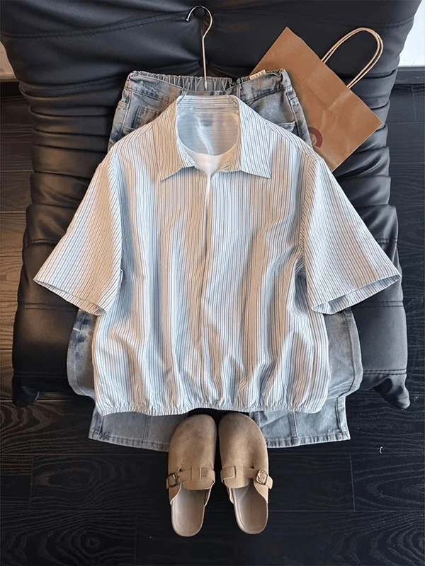 Ice Silk Short Sleeve Shirt Men's American Stripe Patchwork Lazy Summer Cool Feeling T-Shirt Casual Style Polyester Fiber
Ice Silk Short Sleeve Shirt Men's American Stripe Patchwork Lazy Summer Cool Feeling T-Shirt Casual Style Polyester Fiber