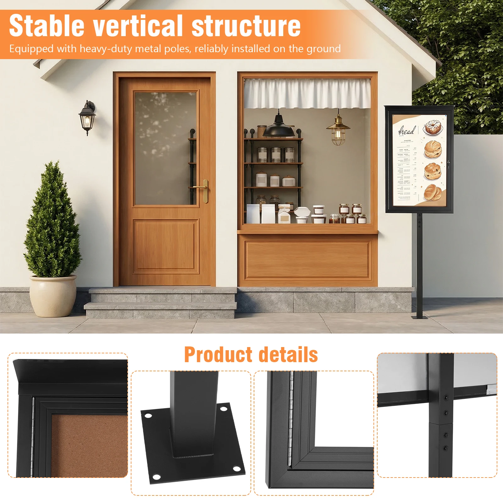 Bulletin Board with Lockable Door 47x35inch/35x24inch Aluminum Frame and Metal Pole Weatherproof for Office Restaurants
Bulletin Board with Lockable Door 47x35inch/35x24inch Aluminum Frame and Metal Pole Weatherproof for Office Restaurants
