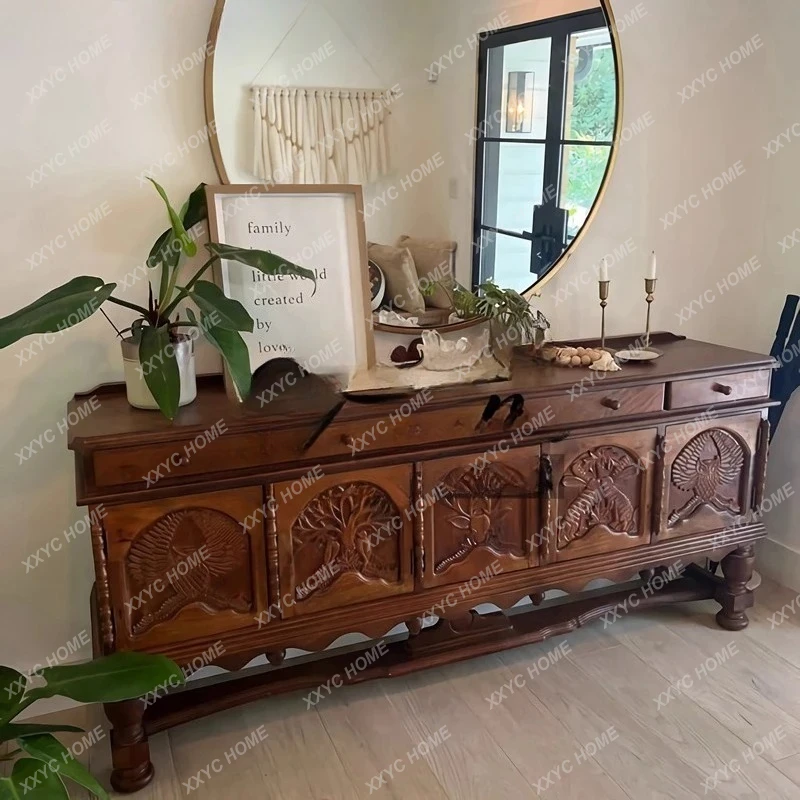Hh2cc retro dining side cabinet solid wood carving flower living room locker
Hh2cc retro dining side cabinet solid wood carving flower living room locker