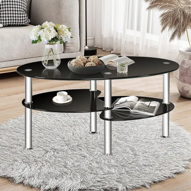 Tempered Glass Oval Side Coffee Table-Black
Tempered Glass Oval Side Coffee Table-Black