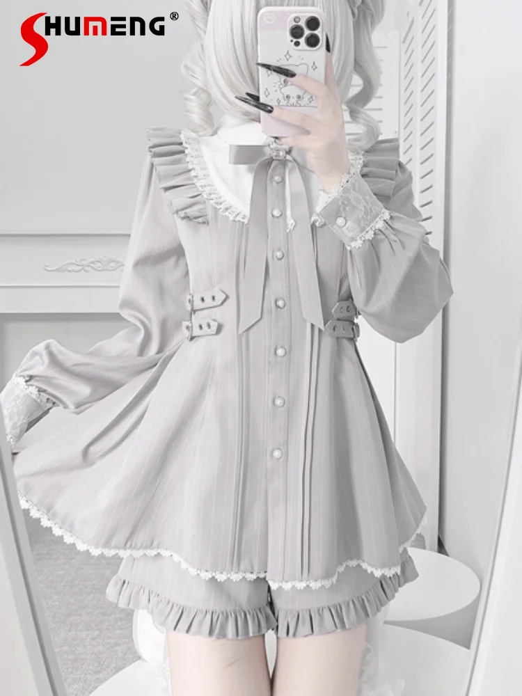 Japanese Mines Style Mass-produced Bow Doll Collar Long-sleeved Slim Dress High-waisted Shorts Subculture Two-piece Set Women
Japanese Mines Style Mass-produced Bow Doll Collar Long-sleeved Slim Dress High-waisted Shorts Subculture Two-piece Set Women