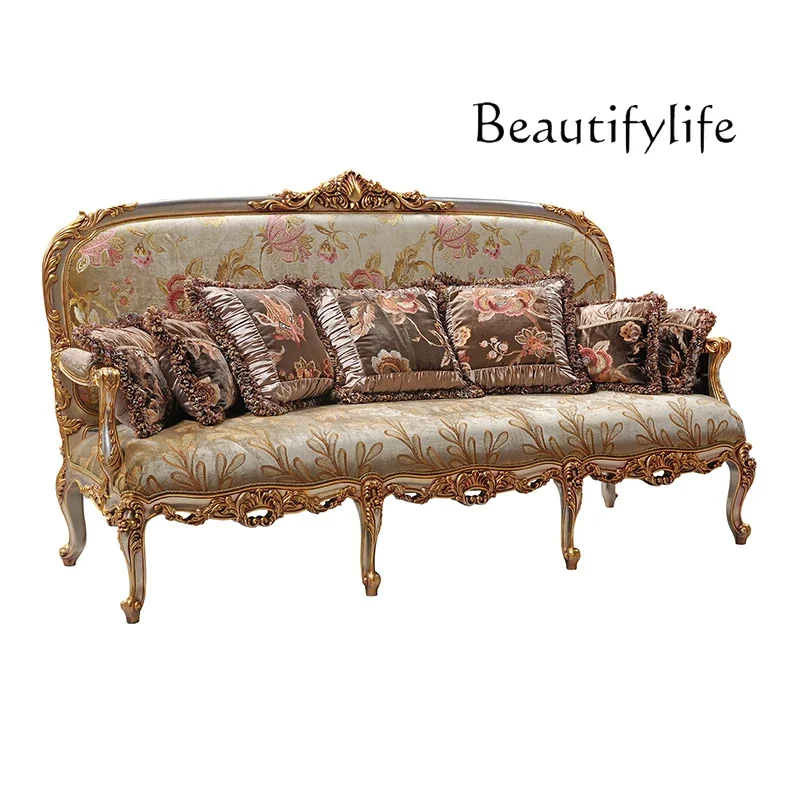 flower embroidery fabric retro old single three sofa French light luxury court style solid wood carving
flower embroidery fabric retro old single three sofa French light luxury court style solid wood carving