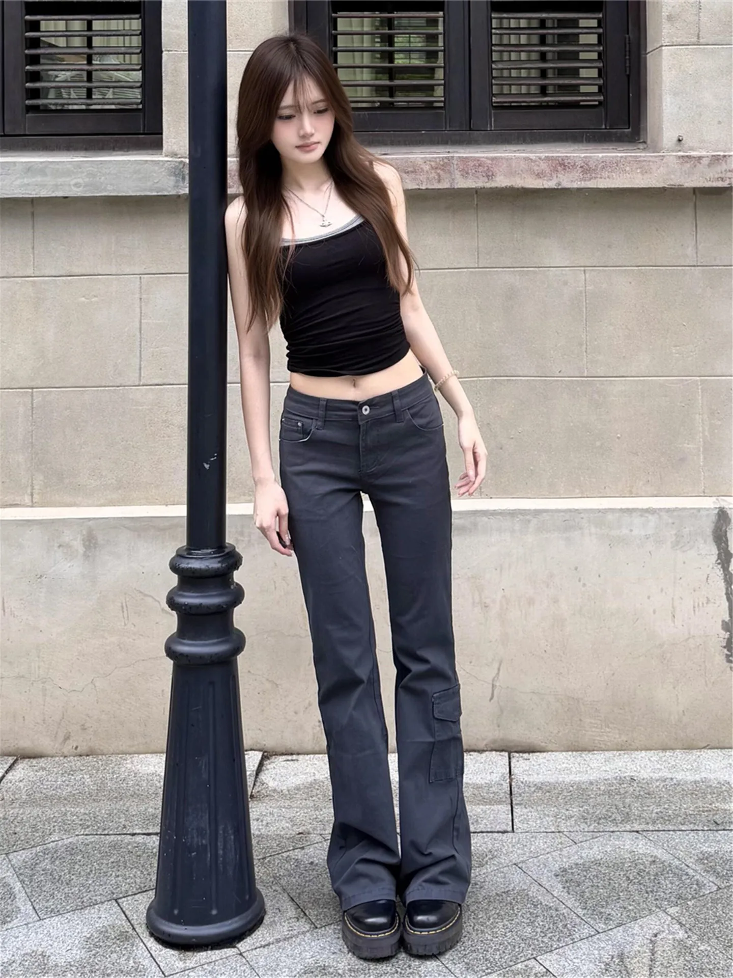 Extended Size High Waist Low Rise Bell Bottom Jeans Women's Slimming Summer Cotton Denim Pants Multiple Pockets Workwear
Extended Size High Waist Low Rise Bell Bottom Jeans Women's Slimming Summer Cotton Denim Pants Multiple Pockets Workwear