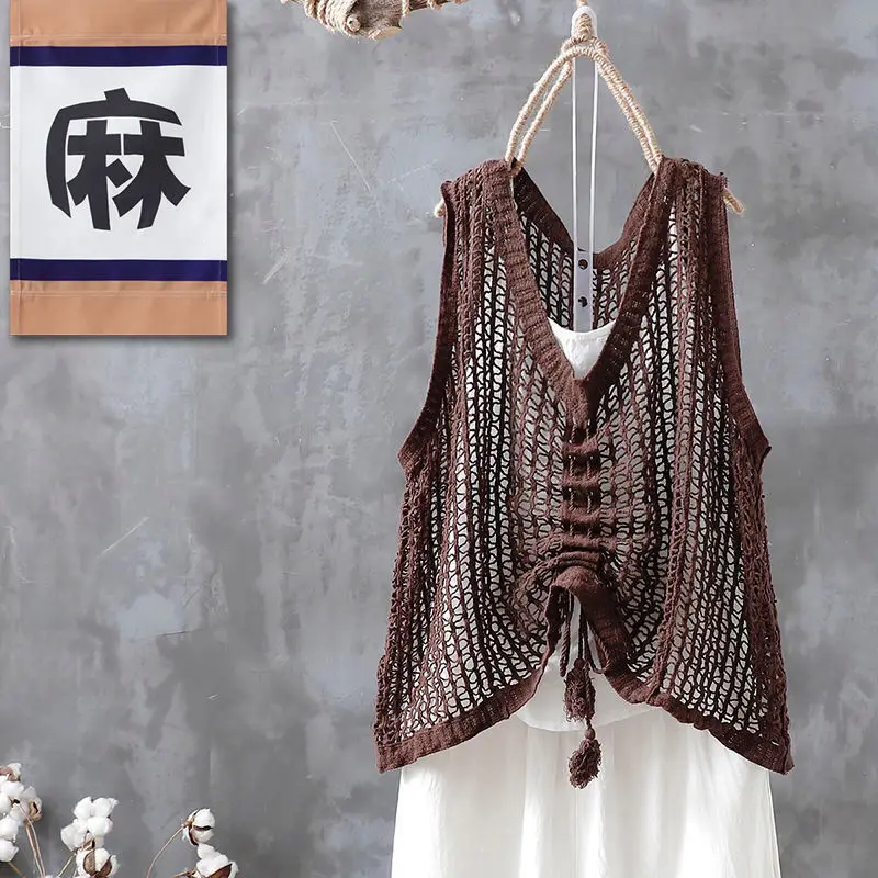 Knitted Vest for Women Female Sleeveless Split V-neck Lace Up Loose Fashion Pullover Sweater Vest Ladies Casual Waistcoat G82
Knitted Vest for Women Female Sleeveless Split V-neck Lace Up Loose Fashion Pullover Sweater Vest Ladies Casual Waistcoat G82