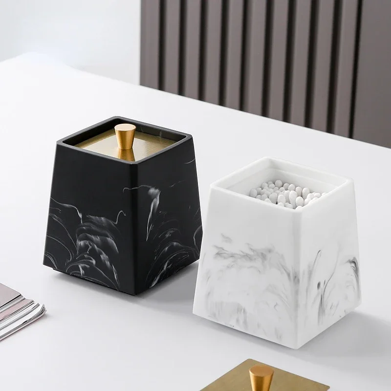 Creative Marbling Resin Storage Box Golden Lid Cotton Swab Box Storage Box Bathroom Storage Accessories Cosmetic Containers 
Creative Marbling Resin Storage Box Golden Lid Cotton Swab Box Storage Box Bathroom Storage Accessories Cosmetic Containers