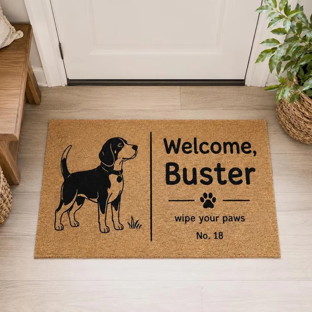 Custom Personalized Beagle Welcome Doormat Dog Breed Mat Modern Whimsical Coir Mat for Front Porch Housewarming Decor Gift
Custom Personalized Beagle Welcome Doormat Dog Breed Mat Modern Whimsical Coir Mat for Front Porch Housewarming Decor Gift