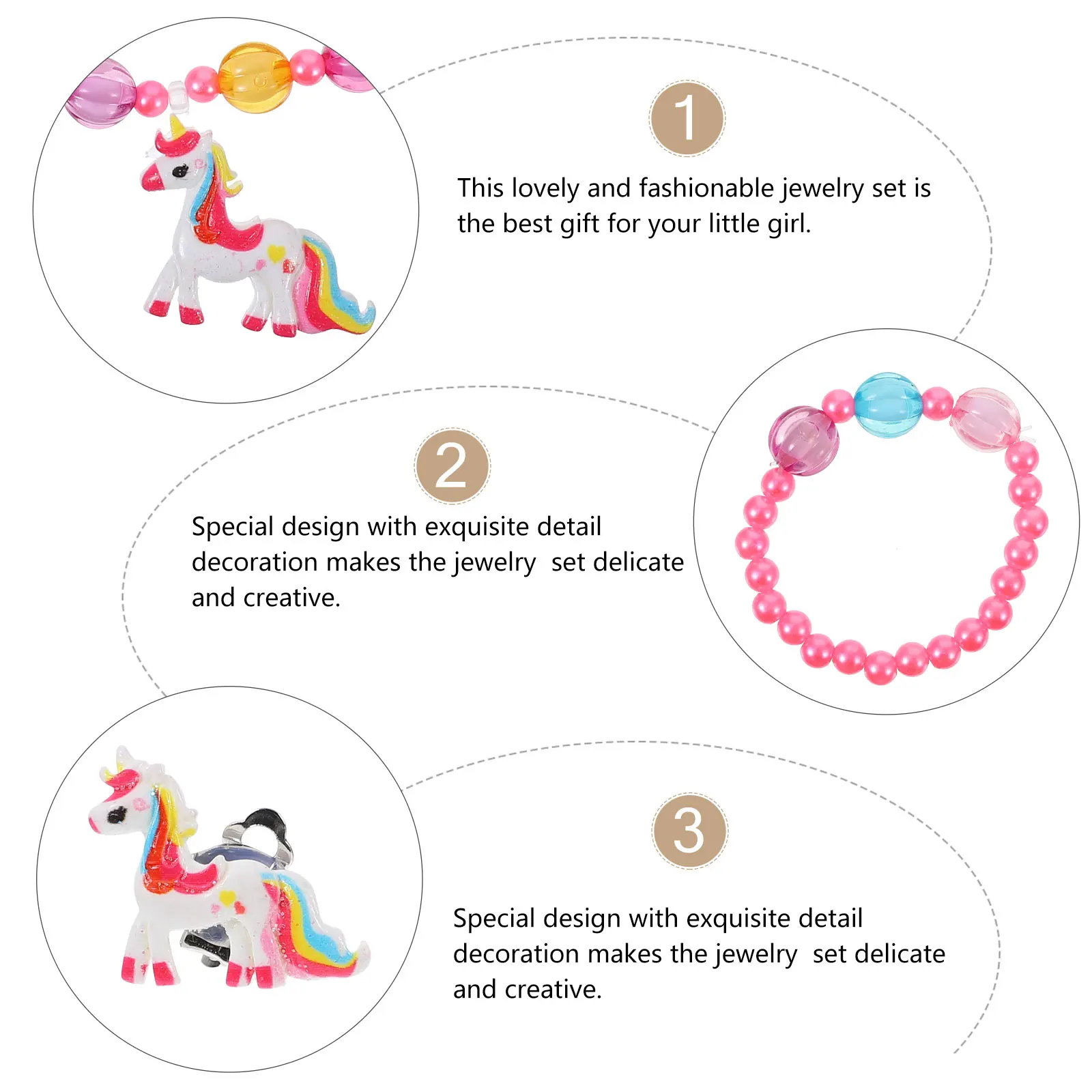 Children's Jewelry Set Acrylic Unicorn Girl Necklace Bracelet Earring Ring Fashionable Everyday Wear Party Banquet Gift
Children's Jewelry Set Acrylic Unicorn Girl Necklace Bracelet Earring Ring Fashionable Everyday Wear Party Banquet Gift