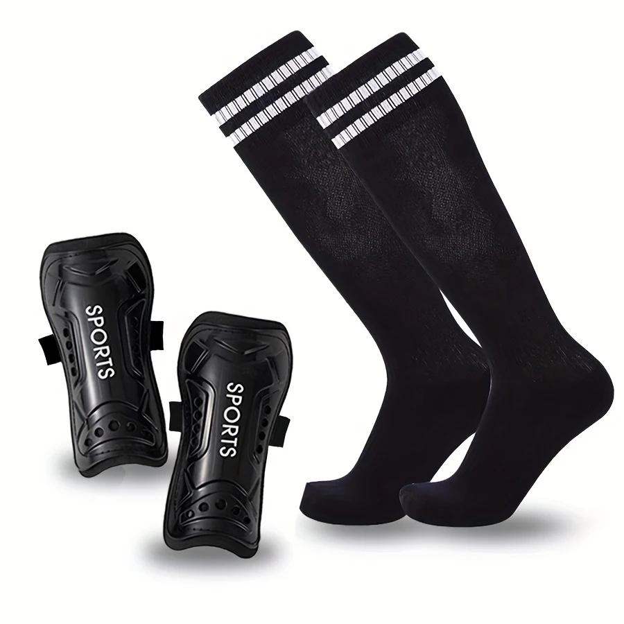 1 set of football socks, knee high sports socks with straps and leg guards, designed for football practice and matches
1 set of football socks, knee high sports socks with straps and leg guards, designed for football practice and matches