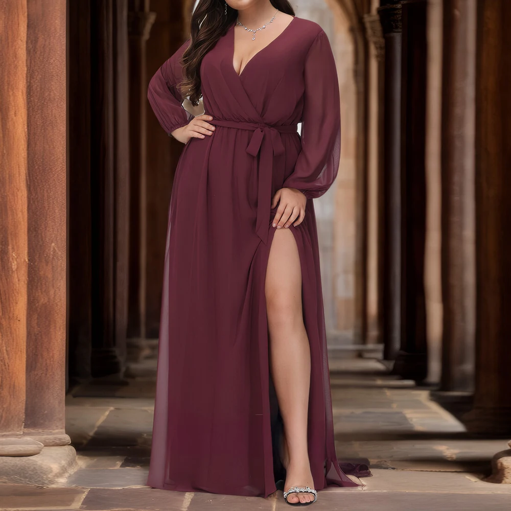 Elegant Lace-up Solid Women Plus Size Dress Sexy Deep V-Neck Mesh Patchwork Long Sleeve Female Spring Evening Party Maxi Dresses
Elegant Lace-up Solid Women Plus Size Dress Sexy Deep V-Neck Mesh Patchwork Long Sleeve Female Spring Evening Party Maxi Dresses