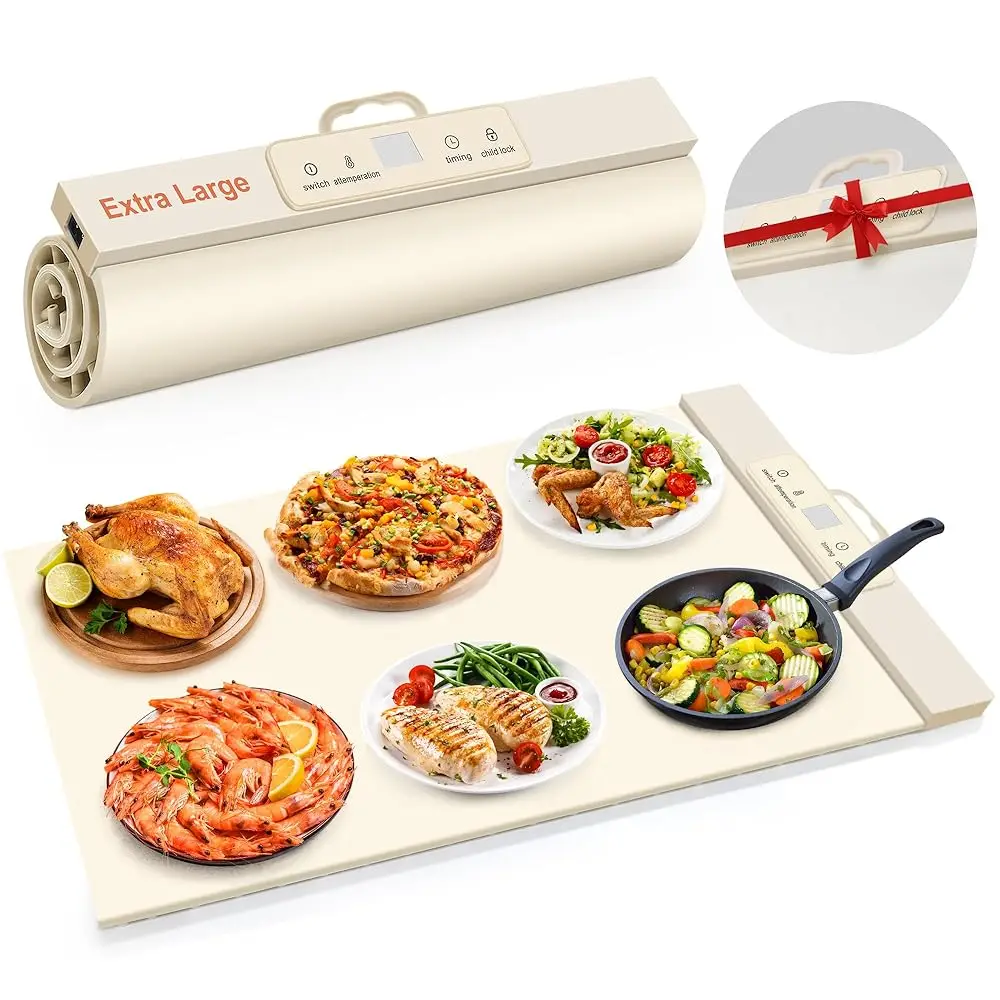 Food Warming Mat,Full Surface Heat Electric Warming Tray,5 Temp-Settings Warming Mat For Food,Portable Silicone Food Warmer Mat
Food Warming Mat,Full Surface Heat Electric Warming Tray,5 Temp-Settings Warming Mat For Food,Portable Silicone Food Warmer Mat