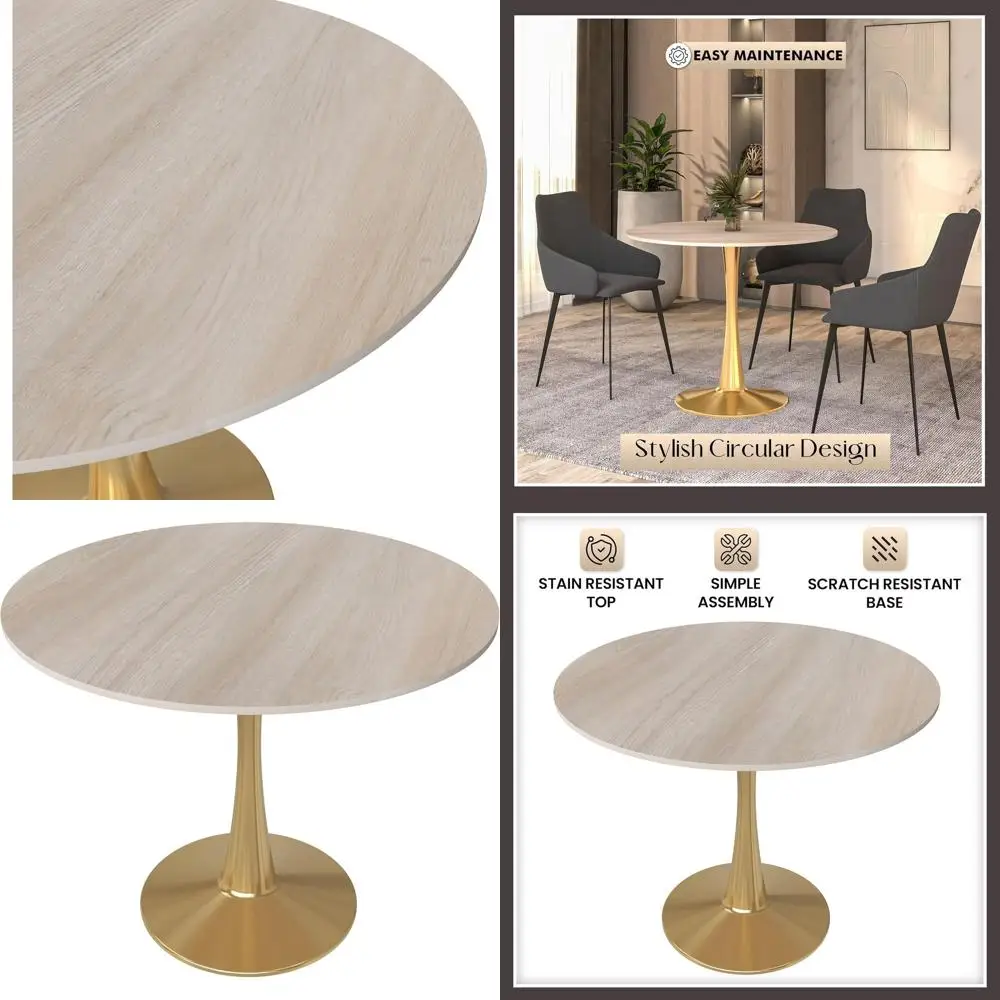 31 Round Sintered Stone Dining Table with Gold Pedestal Base
31 Round Sintered Stone Dining Table with Gold Pedestal Base