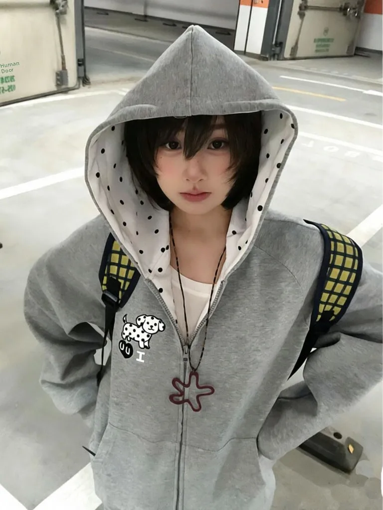 Korean Style Dog Embroidery Polka Dot Hoodie Women's Spring New Loose Lazy Style Zipper Open Cardigan Outerwear
Korean Style Dog Embroidery Polka Dot Hoodie Women's Spring New Loose Lazy Style Zipper Open Cardigan Outerwear
