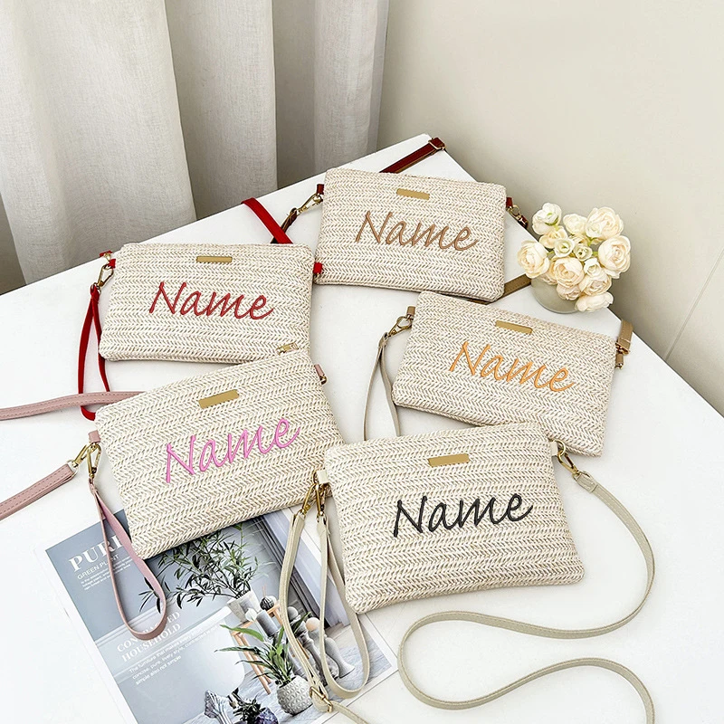 Custom Name Straw Woven Makeup Bag Embroidery Text Handheld Women Bag Portable Storage Bag for Phone Coins Small Items Daily Use
Custom Name Straw Woven Makeup Bag Embroidery Text Handheld Women Bag Portable Storage Bag for Phone Coins Small Items Daily Use