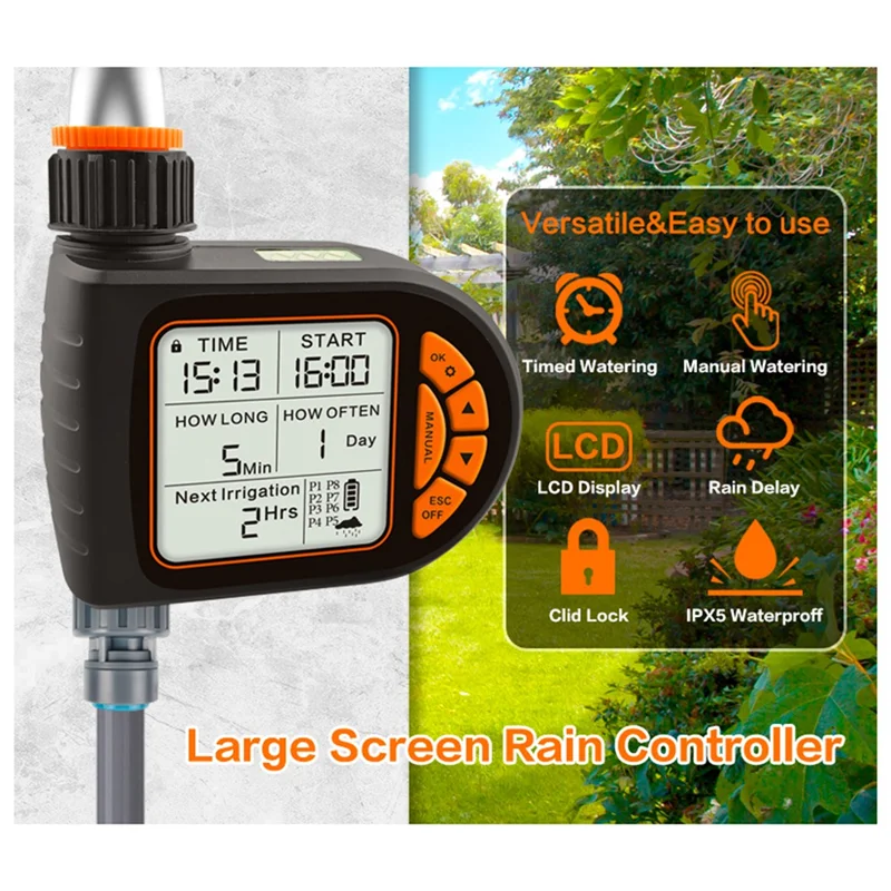 A42I-New LCD Display Water Timer Waterproof IP65 Home Garden Irrigation Rainfall Timer Automatic Controller System
A42I-New LCD Display Water Timer Waterproof IP65 Home Garden Irrigation Rainfall Timer Automatic Controller System