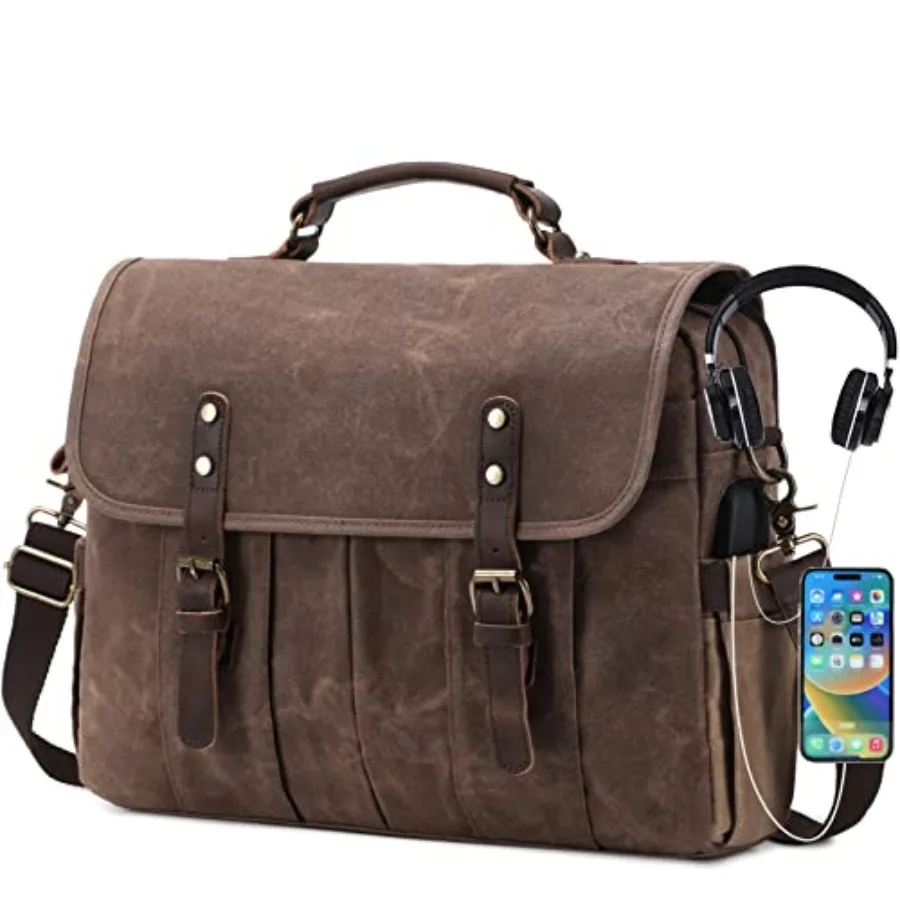 NerIion Messenger Bag for Men 15.6 Inch Vintage Canvas Genuine Leather Briefcase for Men Laptop Bag Satchel Shoulder Bag
NerIion Messenger Bag for Men 15.6 Inch Vintage Canvas Genuine Leather Briefcase for Men Laptop Bag Satchel Shoulder Bag