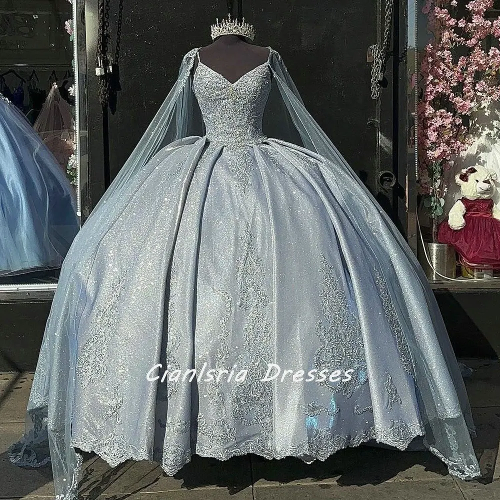 Светильник-голубое блестящее мексиканское платье Quinceanera с накидкой бальное платье на бретельках с аппликацией корсет Vestido De XV Anos
Светильник-голубое блестящее мексиканское платье Quinceanera с накидкой бальное платье на бретельках с аппликацией корсет Vestido De XV Anos