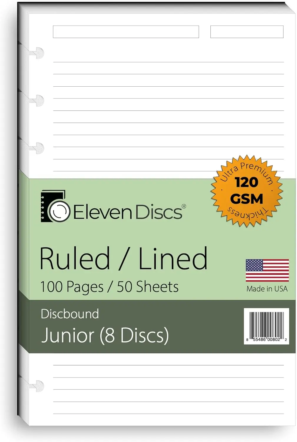 Junior Discbound Paper Refills, Ruled Sheets 5.5x8.5 in, 120gsm Heavyweight Notebook Inserts, 50 Sheets for Circa Arc TUL
Junior Discbound Paper Refills, Ruled Sheets 5.5x8.5 in, 120gsm Heavyweight Notebook Inserts, 50 Sheets for Circa Arc TUL