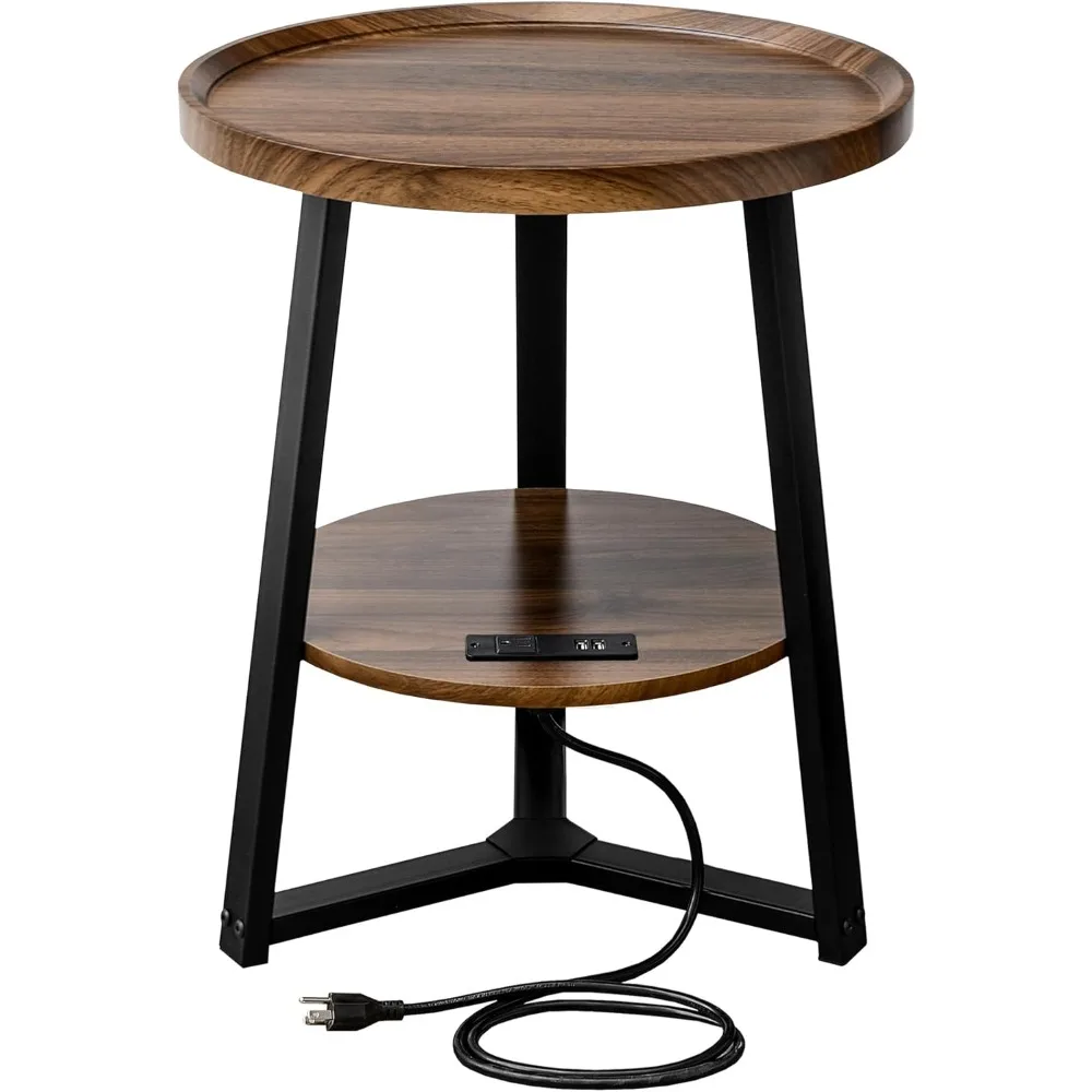 Round End Table with Charging Station, 19.7" Dia x 23.63" H, Side Table with Storage Shelf, Accent Table, for Living Room, Bedro
Round End Table with Charging Station, 19.7" Dia x 23.63" H, Side Table with Storage Shelf, Accent Table, for Living Room, Bedro