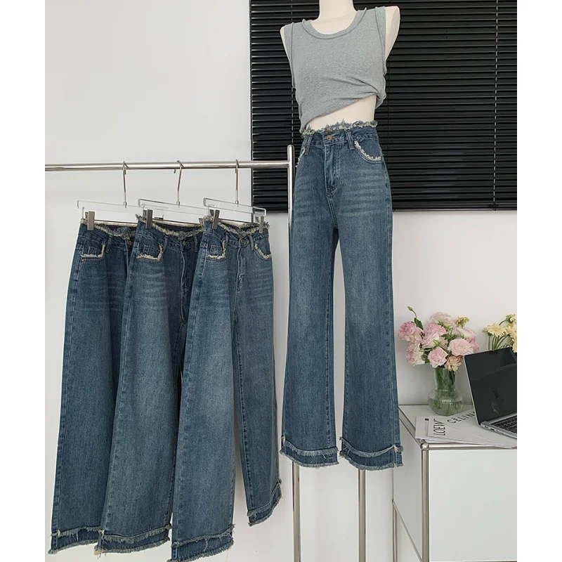 Blue Jeans for Women High Waist Vintage Fashion American Streetwear Wide Leg Jean Y2K Summer Female Trouser Baggy Denim Pants
Blue Jeans for Women High Waist Vintage Fashion American Streetwear Wide Leg Jean Y2K Summer Female Trouser Baggy Denim Pants