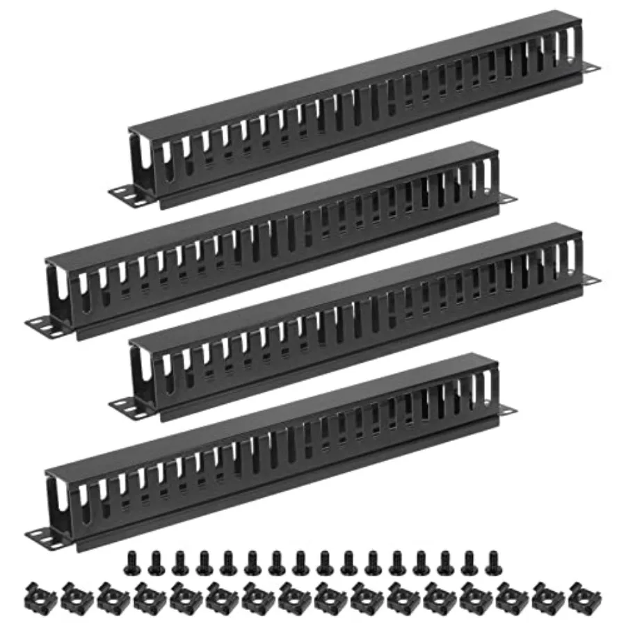 1U 19 Inch Cable Manager, 4 Pack 24 Slot Horizontal Rack Mount Wire Management Metal Finger Duct Wire Organizer for Network Cab
1U 19 Inch Cable Manager, 4 Pack 24 Slot Horizontal Rack Mount Wire Management Metal Finger Duct Wire Organizer for Network Cab