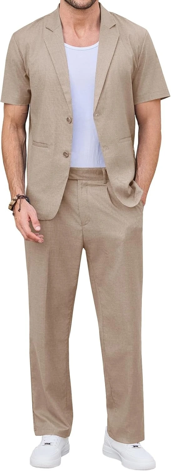Men's Suits 2 Piece Set Casual Regular Fit Short-Sleeve Suit and Pants Set for Summer Business Prom Wedding Party
Men's Suits 2 Piece Set Casual Regular Fit Short-Sleeve Suit and Pants Set for Summer Business Prom Wedding Party