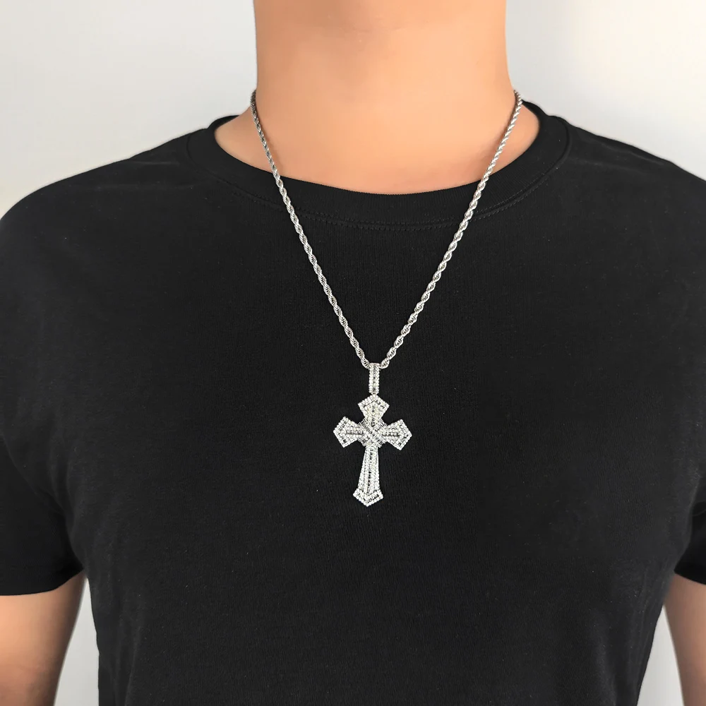 NY Fashion Bling Iced Out Cross Pendant Hip Hop Jewelry Shine Baguette CZ Stone Jesus Cross Pendant Necklace Chrismas Gift
NY Fashion Bling Iced Out Cross Pendant Hip Hop Jewelry Shine Baguette CZ Stone Jesus Cross Pendant Necklace Chrismas Gift