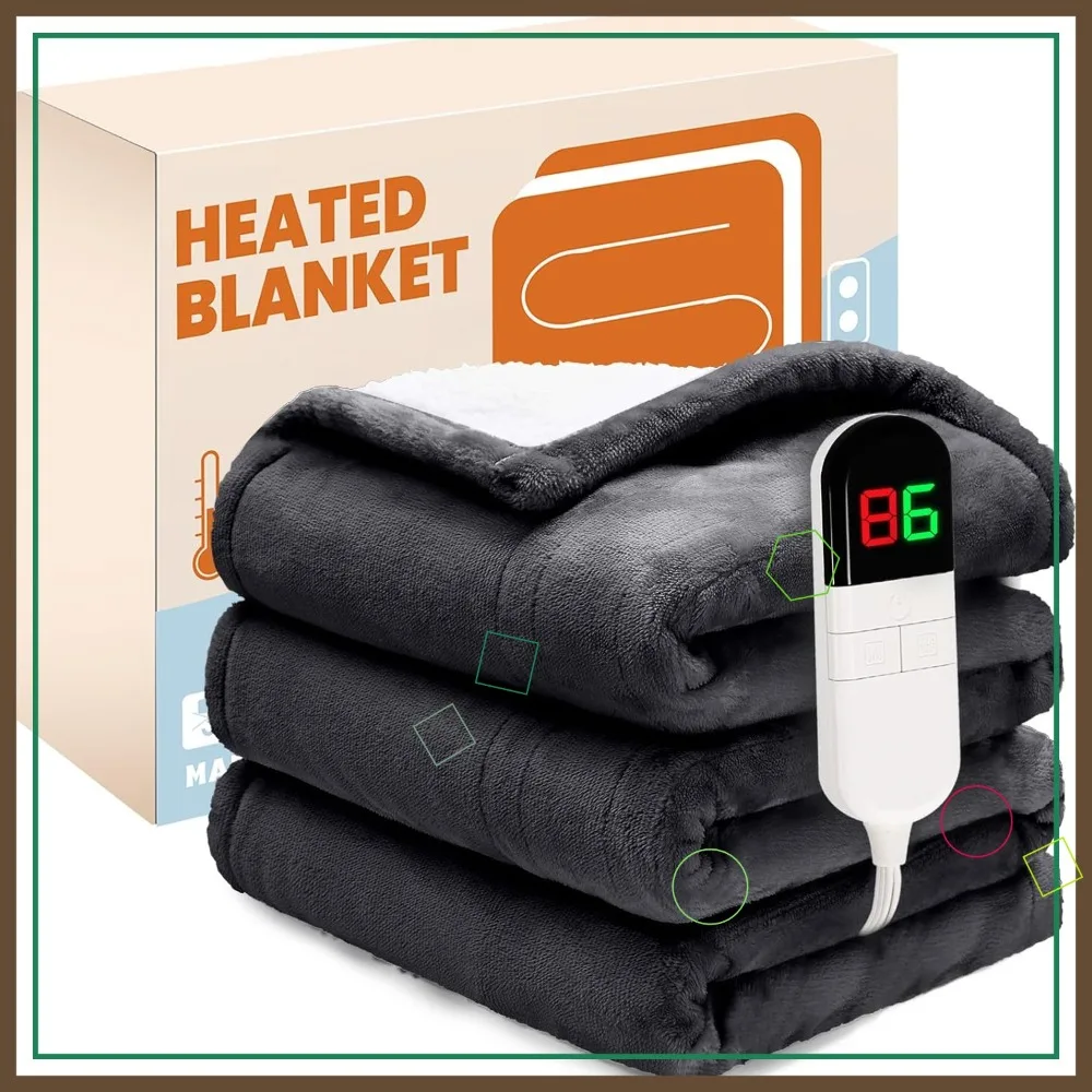 Электрическое одеяло с подогревом, фланель и шерпа, быстрый нагрев, мягкий флис, размер Twin 62"x84", 6 уровней нагрева и автоматическое отключение - серое
Электрическое одеяло с подогревом, фланель и шерпа, быстрый нагрев, мягкий флис, размер Twin 62"x84", 6 уровней нагрева и автоматическое отключение - серое