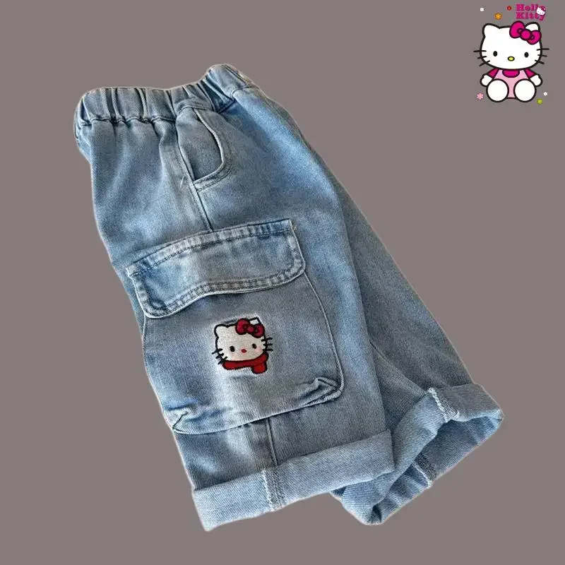 Джинсы Kawaii в стиле аниме для девочек, модные удобные брюки-карго с рисунком Hello Kitty, детские свободные повседневные мягкие универсальные брюки
Джинсы Kawaii в стиле аниме для девочек, модные удобные брюки-карго с рисунком Hello Kitty, детские свободные повседневные мягкие универсальные брюки