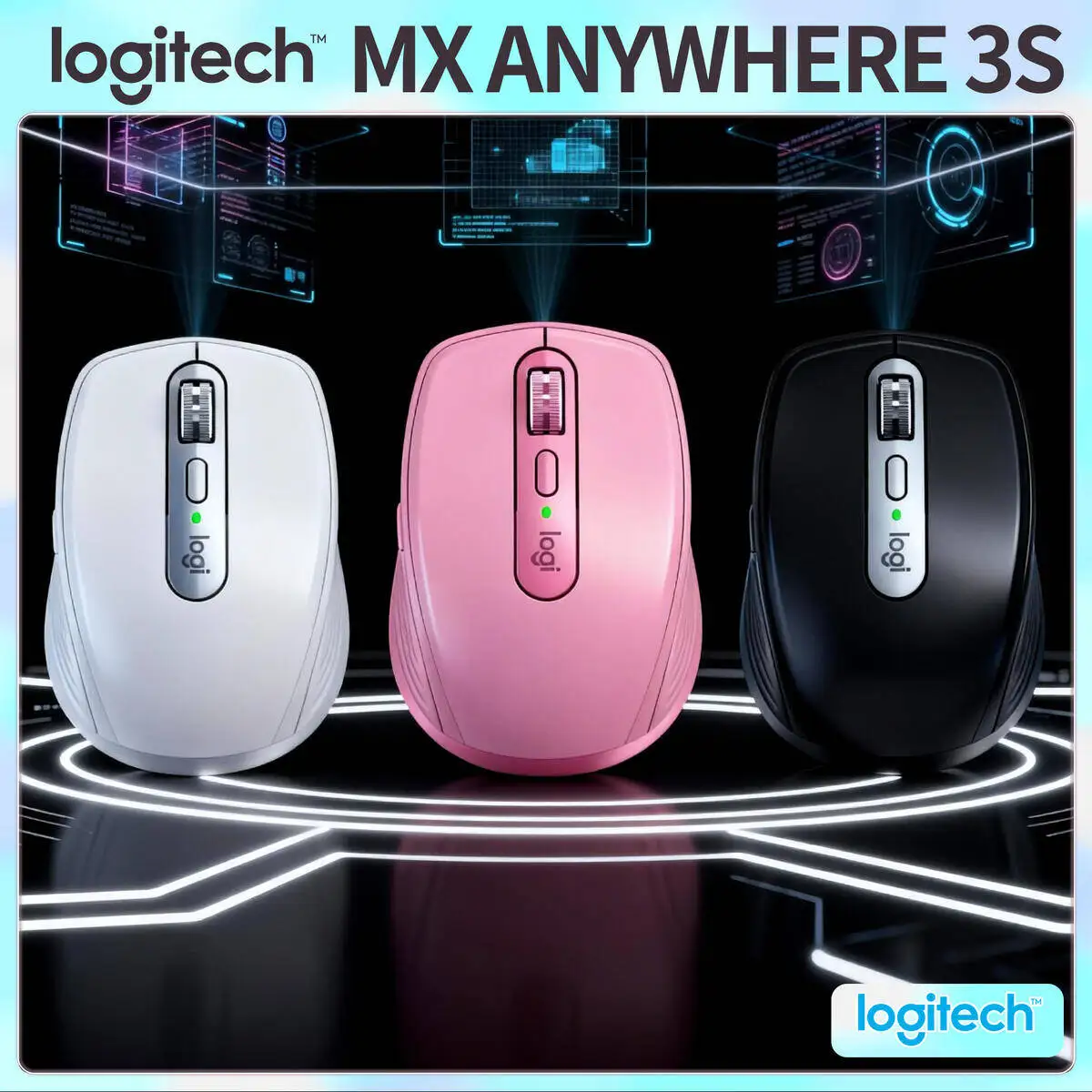 Logitech MX Anywhere 3S Ergonomic Bluetooth Mouse 4000DPI High Precision for Office Home Work