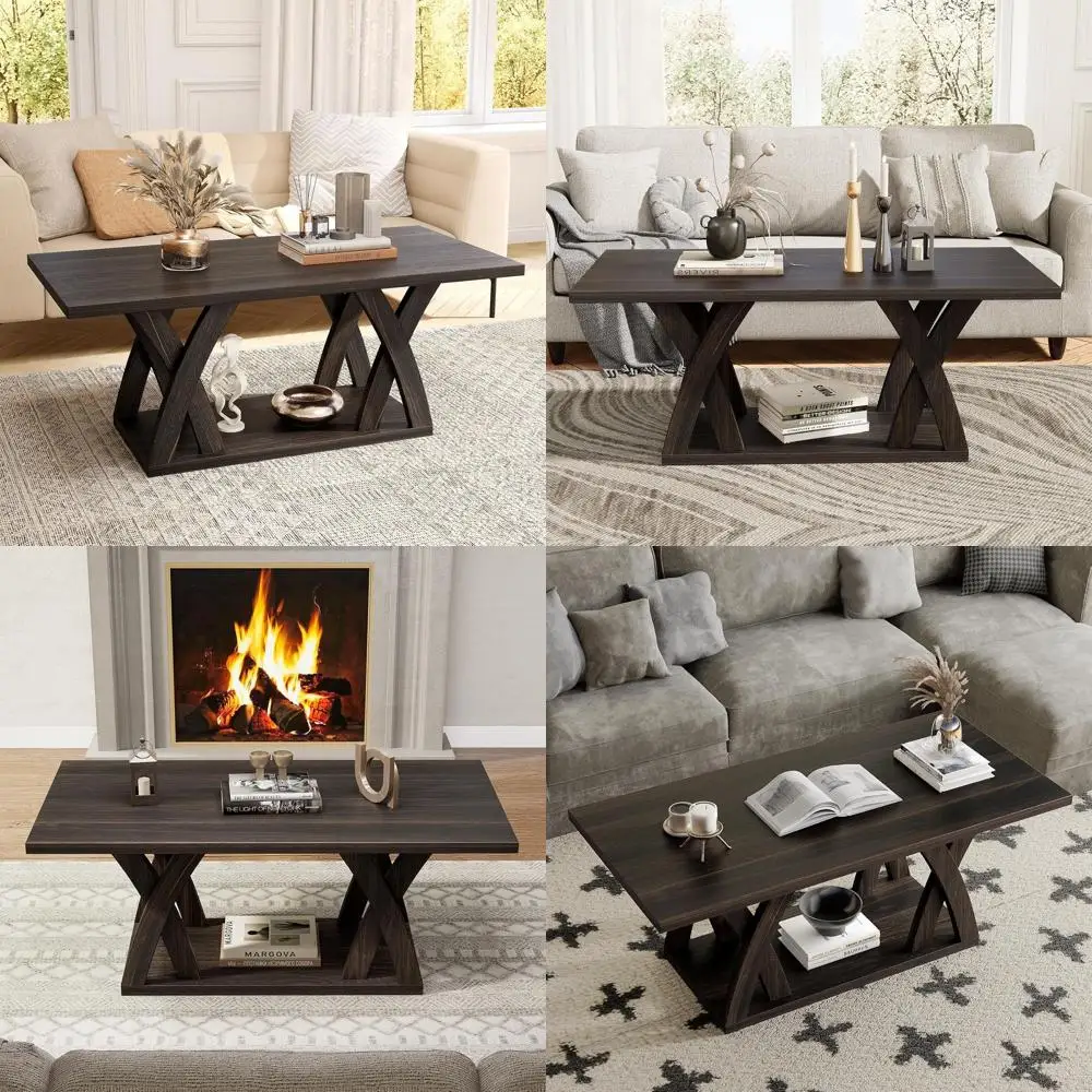 47 Modern Coffee Table with Shelf, Wooden Living Room Furniture, Open Display Space, Rich Brown Finish
47 Modern Coffee Table with Shelf, Wooden Living Room Furniture, Open Display Space, Rich Brown Finish