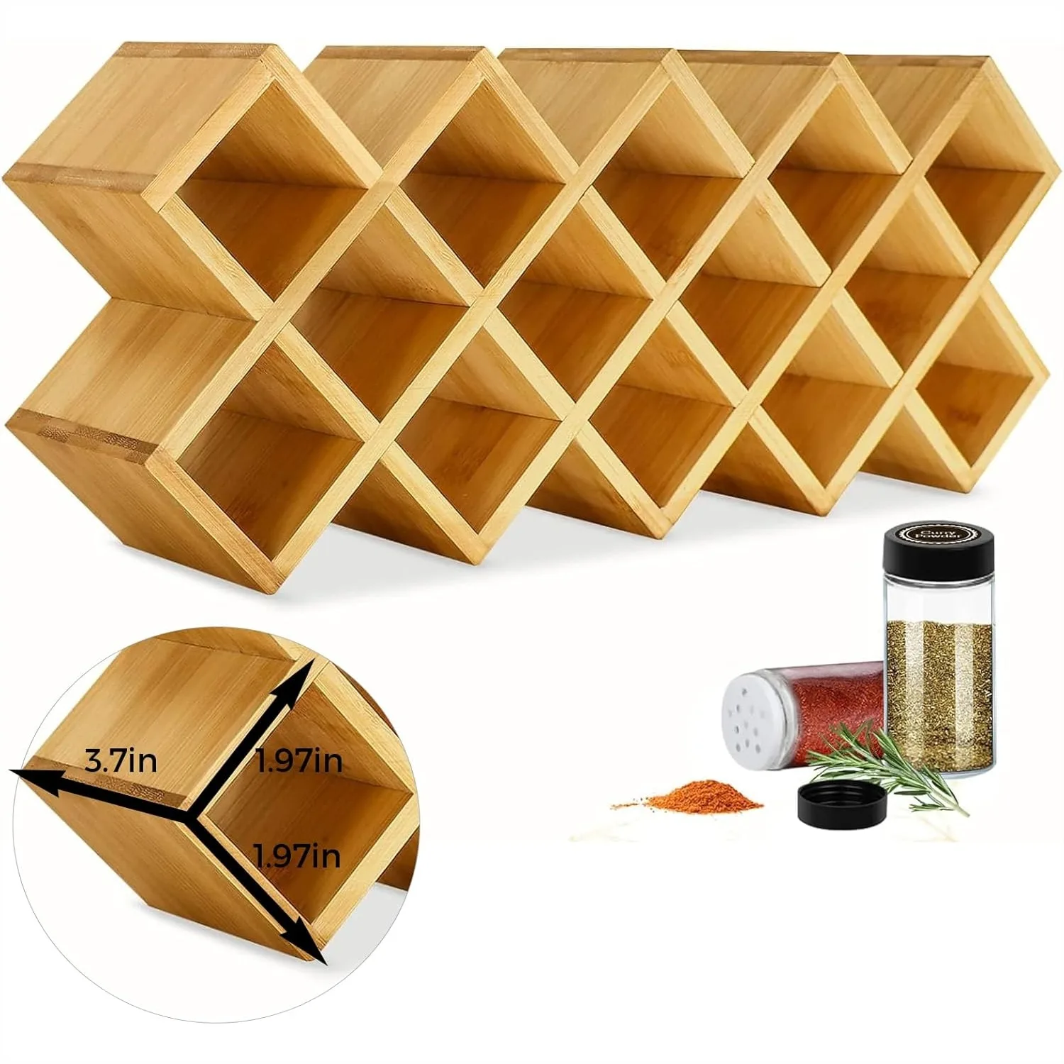 Bamboo Criss Cross Spice Rack Organizer, 18-Jar Wood Seasoning Rack for Cabinet Countertop, No Assembly Needed
Bamboo Criss Cross Spice Rack Organizer, 18-Jar Wood Seasoning Rack for Cabinet Countertop, No Assembly Needed