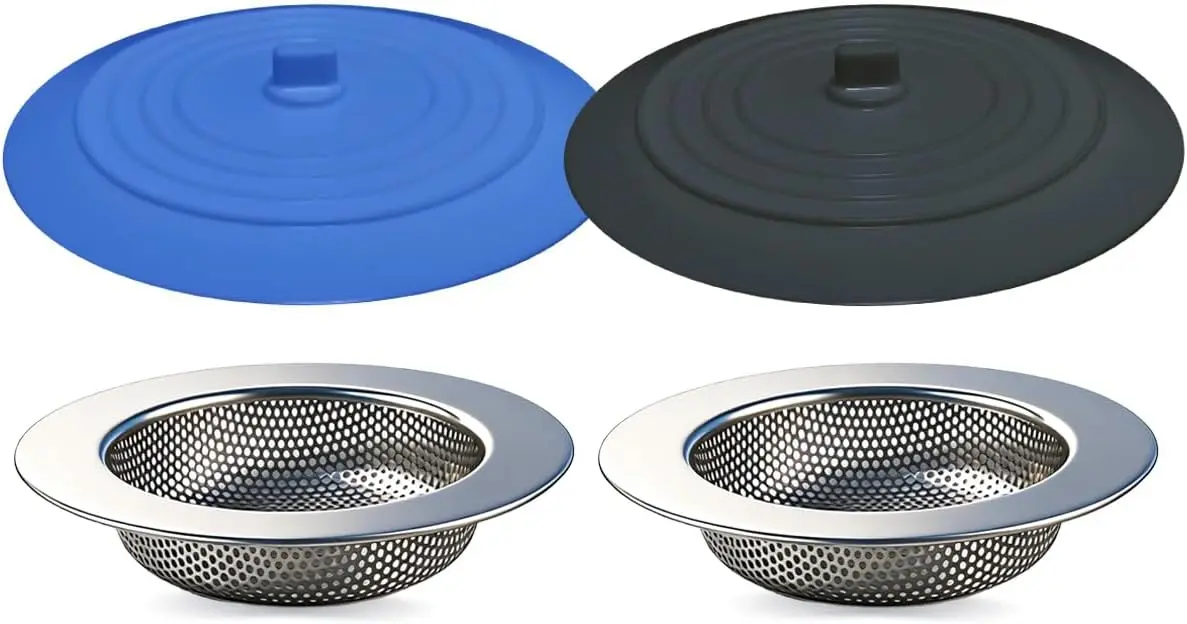 Kitchen Sink Strainer Stopper Kit, 4.5 Inch Stainless Steel Strainer with Silicone Plug Cover, Universal Drain Stopper for Food
Kitchen Sink Strainer Stopper Kit, 4.5 Inch Stainless Steel Strainer with Silicone Plug Cover, Universal Drain Stopper for Food