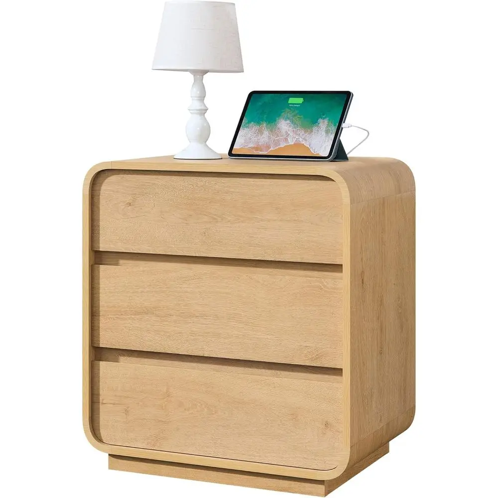 24 Natural Wood Curved End Table with Charging Station, Suitable for Bedroom or Office
24 Natural Wood Curved End Table with Charging Station, Suitable for Bedroom or Office
