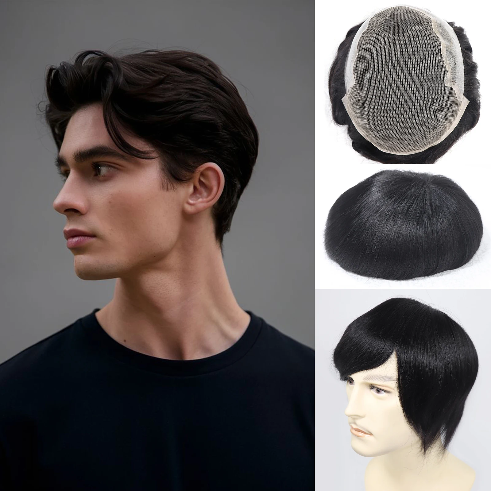 Human Hair Male Wig Front Breathable Lace And PU Base Toupee Natural Black Male Wigs Capillary Prothesis Replacement System
Human Hair Male Wig Front Breathable Lace And PU Base Toupee Natural Black Male Wigs Capillary Prothesis Replacement System