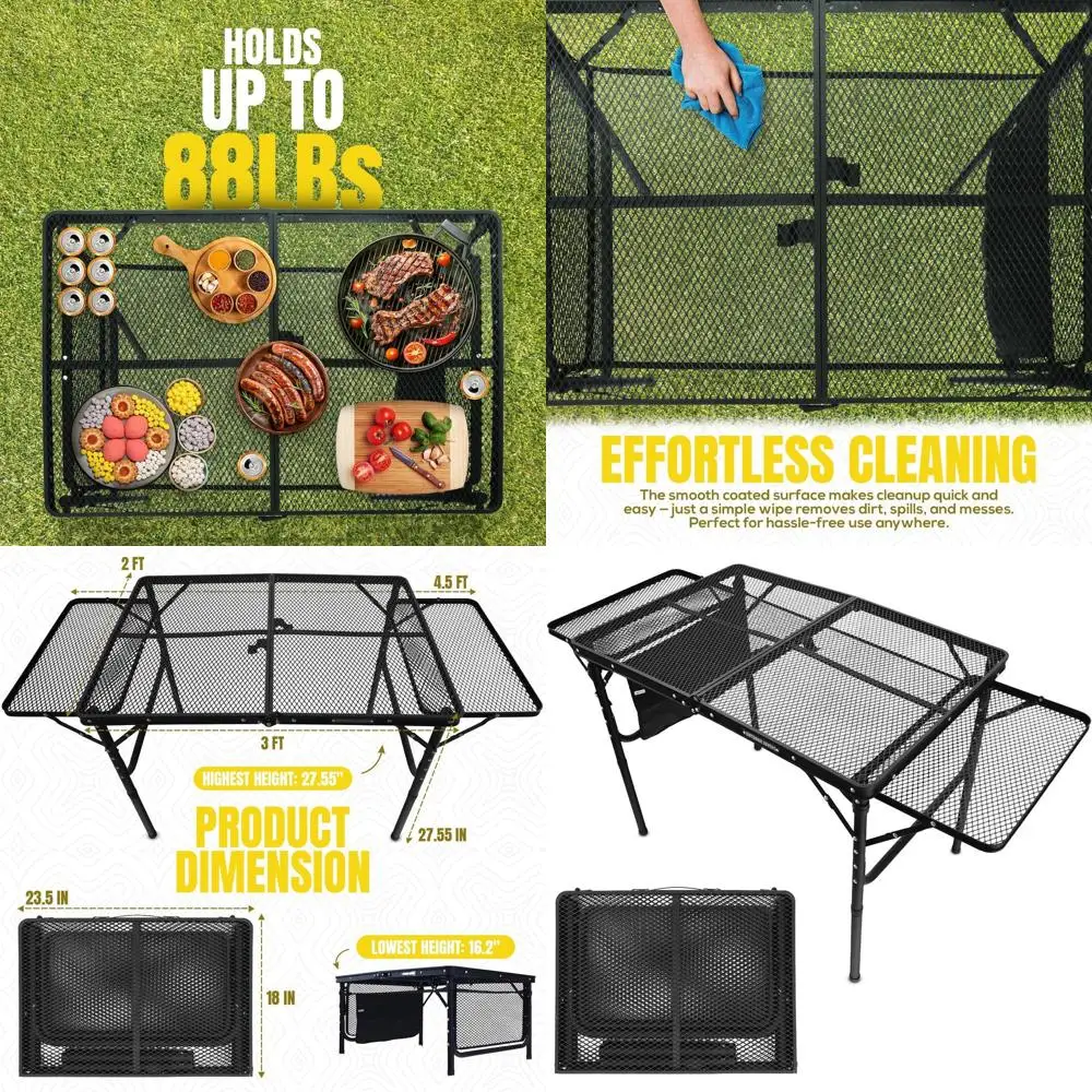 Портативный складной стол-гриль для улицы с удлинителем, вмещает 88 фунтов, идеально подходит для кемпинга, пляжа, барбекю и автофургона.
Портативный складной стол-гриль для улицы с удлинителем, вмещает 88 фунтов, идеально подходит для кемпинга, пляжа, барбекю и автофургона.