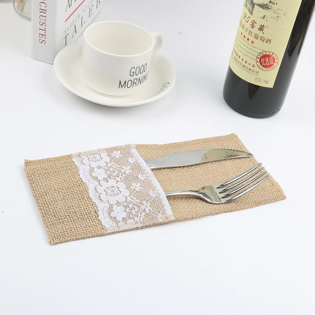 10 Pcs Cutlery Storage Pouch Silverware Case Tableware Bag Fork Bag Jute Vintage Cover Lace Holder Serving Utensils Pocket
10 Pcs Cutlery Storage Pouch Silverware Case Tableware Bag Fork Bag Jute Vintage Cover Lace Holder Serving Utensils Pocket