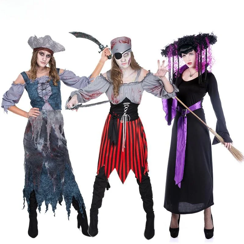 Взрослый женский пиратский костюм на Хэллоуин, маскарадное представление, морской ужас, призрак, зомби, наряд, сценическая этническая женская одежда 
Взрослый женский пиратский костюм на Хэллоуин, маскарадное представление, морской ужас, призрак, зомби, наряд, сценическая этническая женская одежда